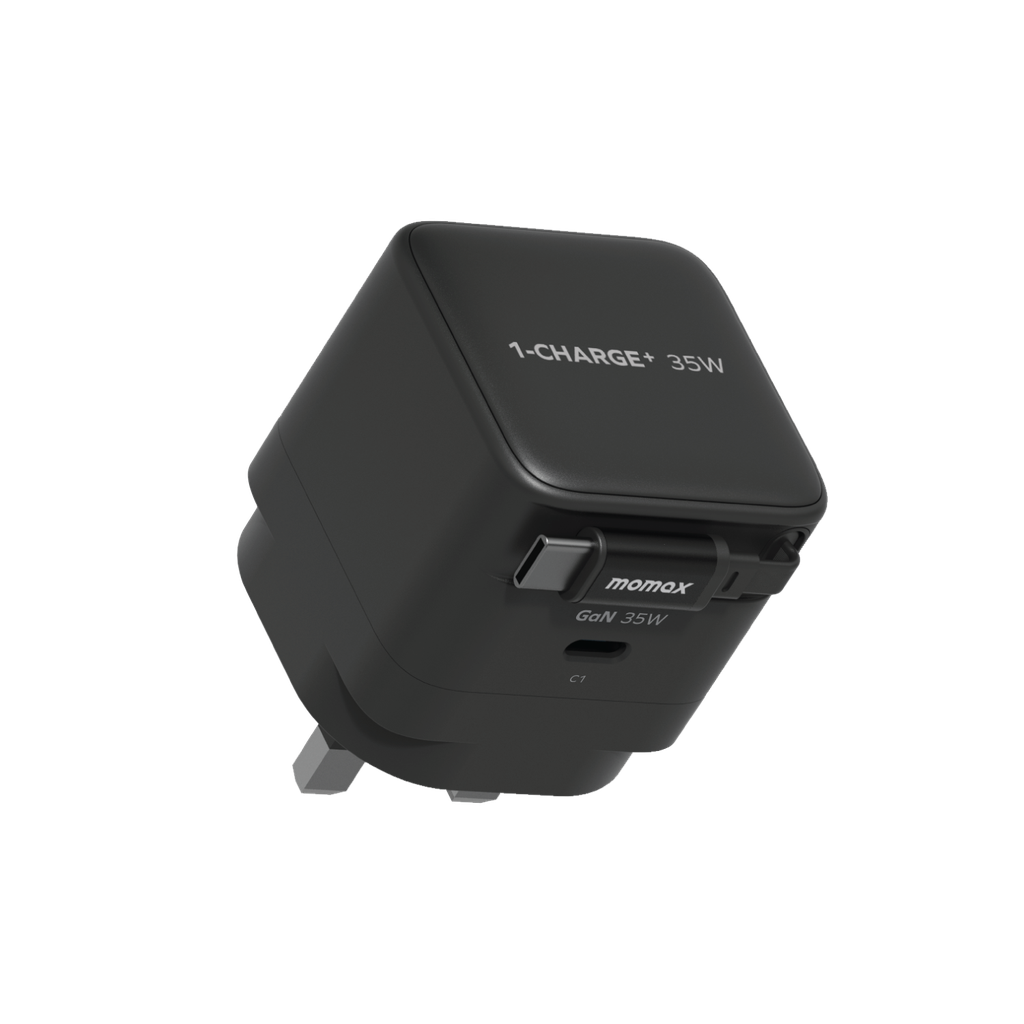 Momax UM72UKD 1-Charge+ 35W 1-Port GaN Charger with Retractable USB-C Cable - Black