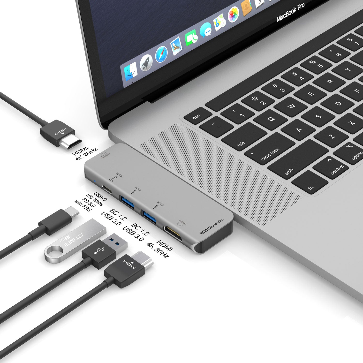 USB-C Dual HDMI Multimedia Hub Adapter 5 Ports with Power Delivery 3.0