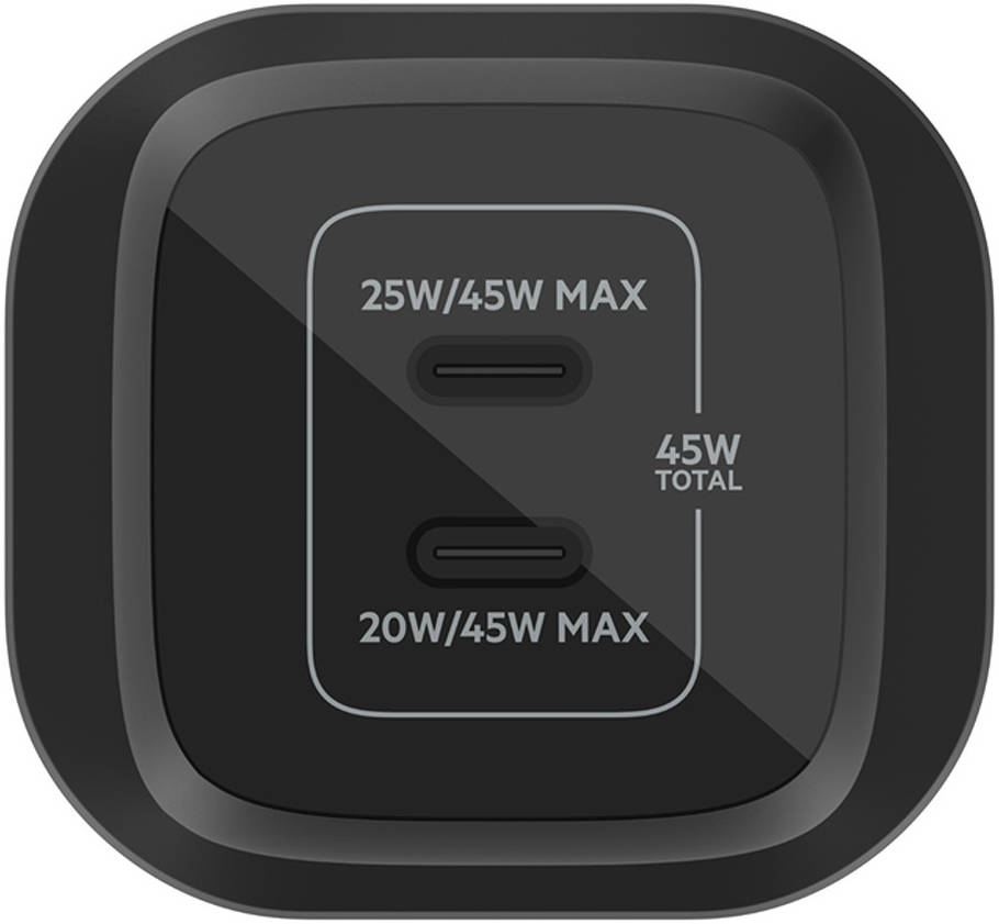 شاحن حائط Belkin Boost Charge Pro ثنائي USB-C Gan مع PPS 45W أسود 
