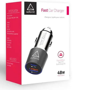 adonit fast car charger usb c pd 18w with quick charge 3 0 5v 3a usb c port in car charging adapter
