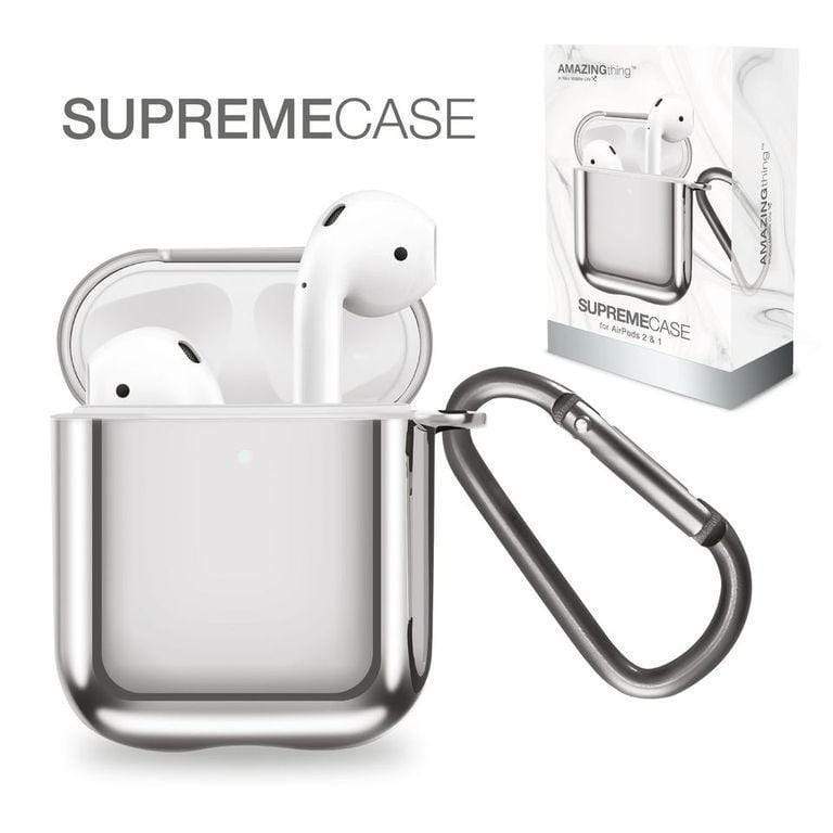 AMAZINGTHING at supremecase solid for airpods with carabiner space gray