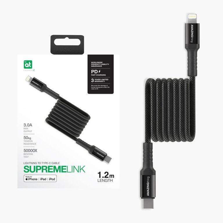 AMAZINGTHING SUPREMELINK LIGHTNING TO USB-C BULLET SHIELD CABLE 1.2M