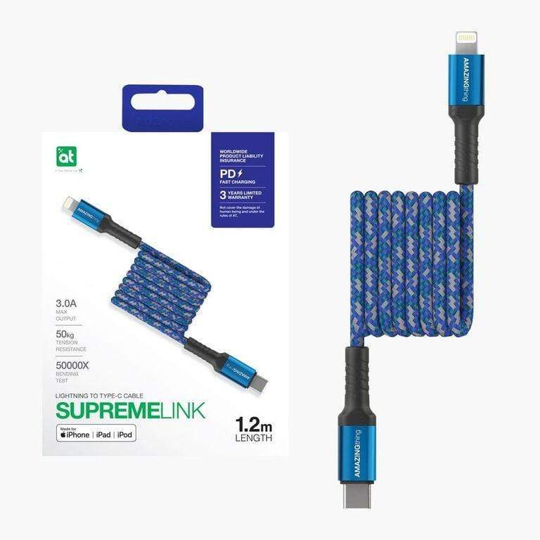 AMAZINGTHING at supremelink mfi lightning to usb c bullet shield cable 1 2m blue 2