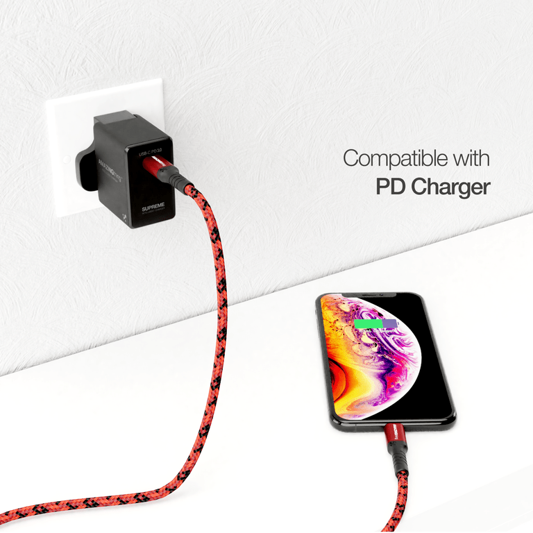 AMAZINGTHING at supremelink mfi lightning to usb c bullet shield cable 1 2m red 2