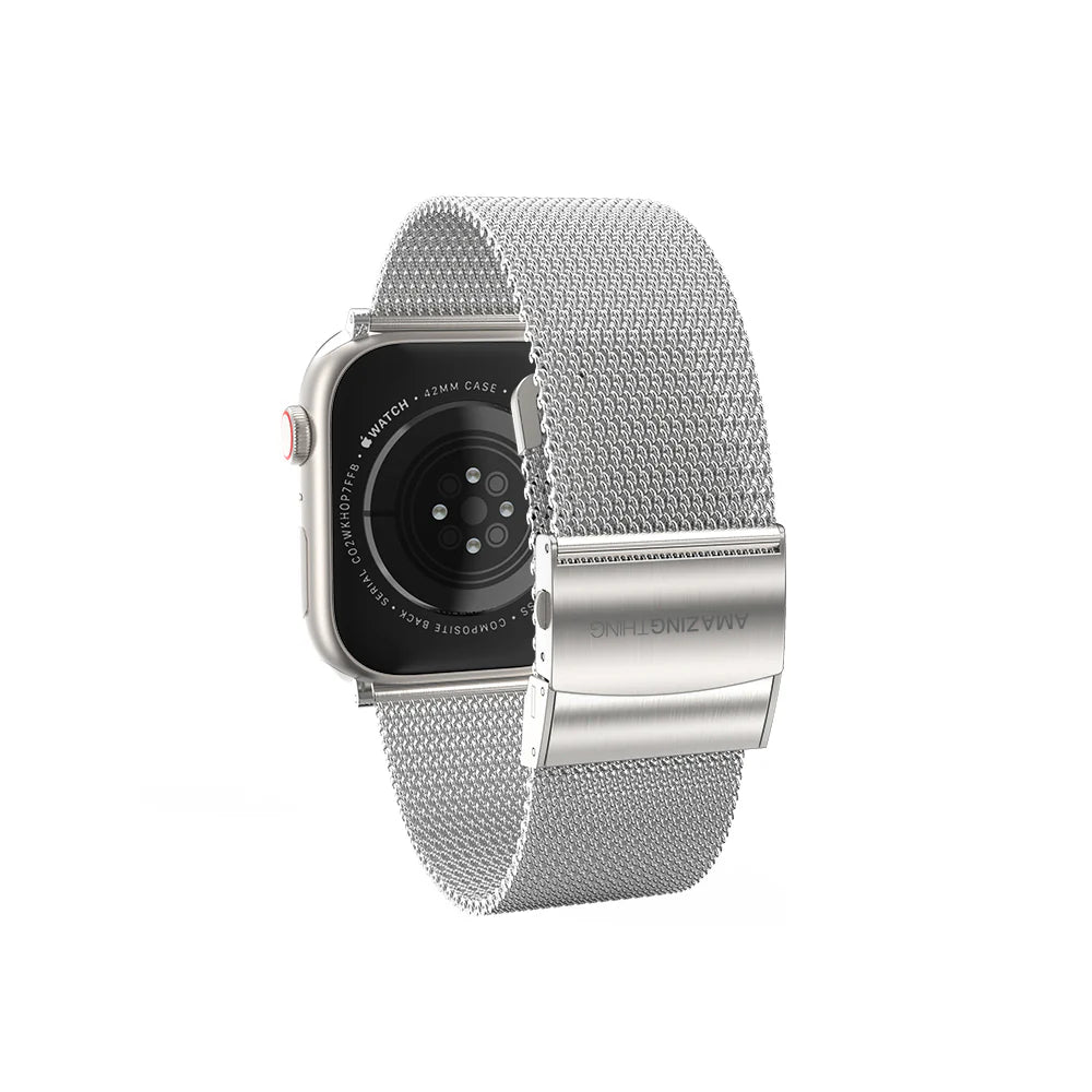 Apple Watch 10 42mm Amazingthing Titan Metal Mesh Band Silver