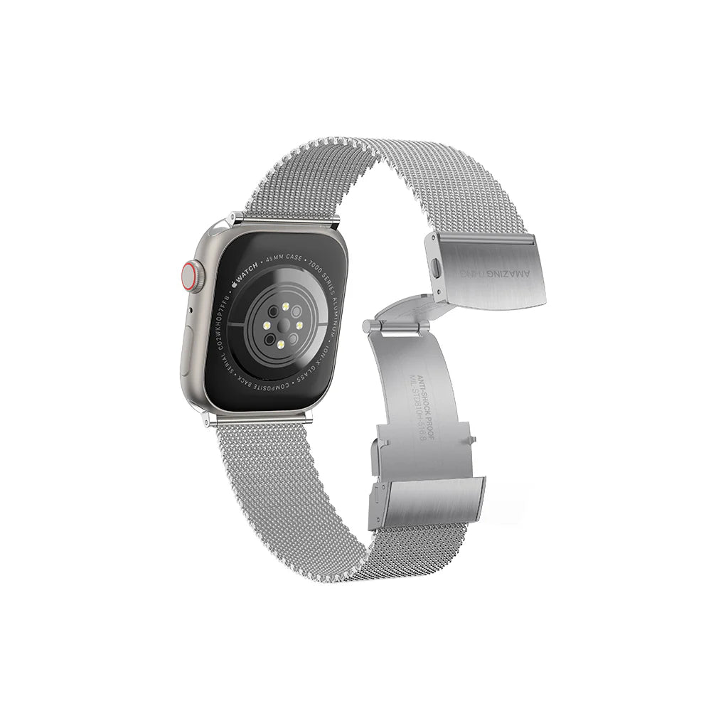 Apple Watch 10 42mm Amazingthing Titan Metal Mesh Band Silver