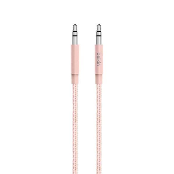 Belkin Premium 3.5MM Braided Tangle Free Auxiliary Cable With Aluminum Connectors - Rose Gold