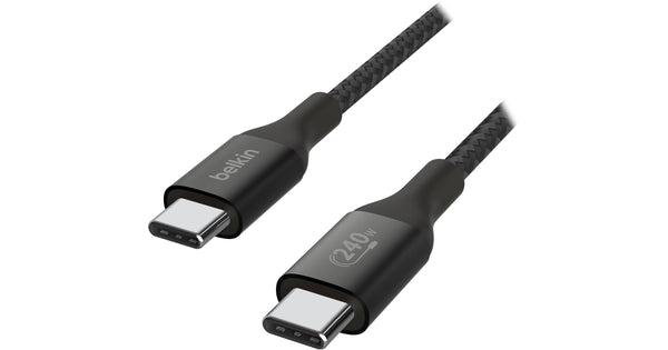 كابل Belkin BoostCharge USB-C بقوة 240 واط (6.6 بوصة، أسود)