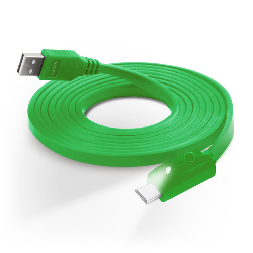 Naztech USB Type-C to Type-A Charge/Sync Cable with LED Light (6', Green)