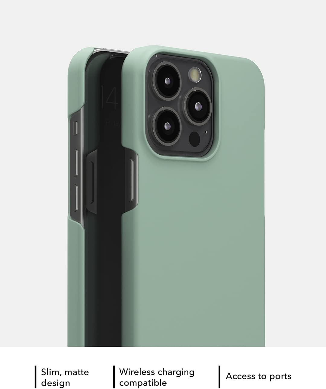 Ideal of Sweden Slim Case for iPhone 13, Supports Wireless Charging, Durable Matte Polycarbonate Phone Case with Anti-Slip (Sage Green)