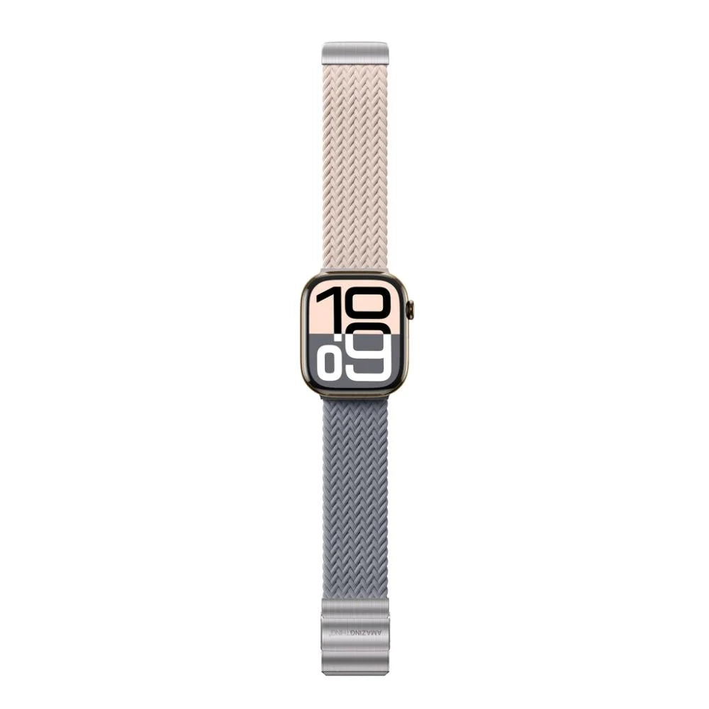حزام نايلون من AmazingThing لساعة Apple Watch مقاس 45/46/49 مم - وردي ورمادي