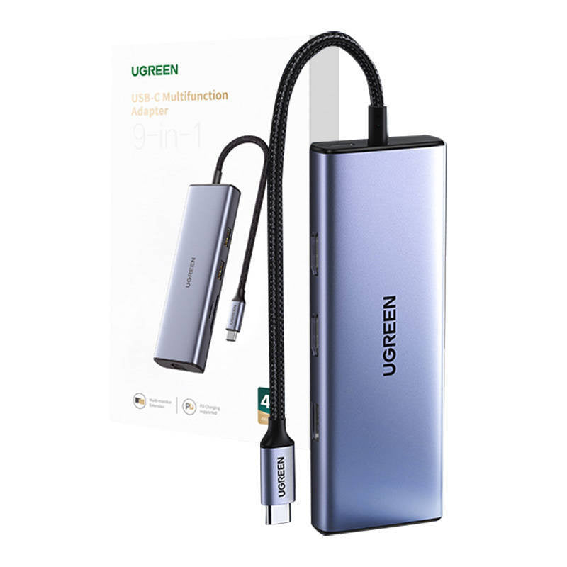 UGREEN Adapter 9-in-1 CM490 Hub USB-C, 2x USB-A 3.0, USB-A 2.0, 2x HDMI 4K/60Hz, SD/TF, RJ45 Adapter UGREEN 9-in-1 CM490 Hub USB-C, 2x USB-A 3.0, USB-A 2.0, 2x HDMI 4K/60Hz, SD/TF, RJ45