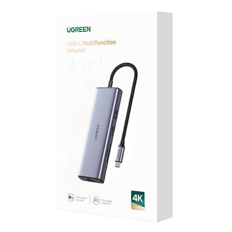 UGREEN Adapter 9-in-1 CM490 Hub USB-C, 2x USB-A 3.0, USB-A 2.0, 2x HDMI 4K/60Hz, SD/TF, RJ45 Adapter UGREEN 9-in-1 CM490 Hub USB-C, 2x USB-A 3.0, USB-A 2.0, 2x HDMI 4K/60Hz, SD/TF, RJ45
