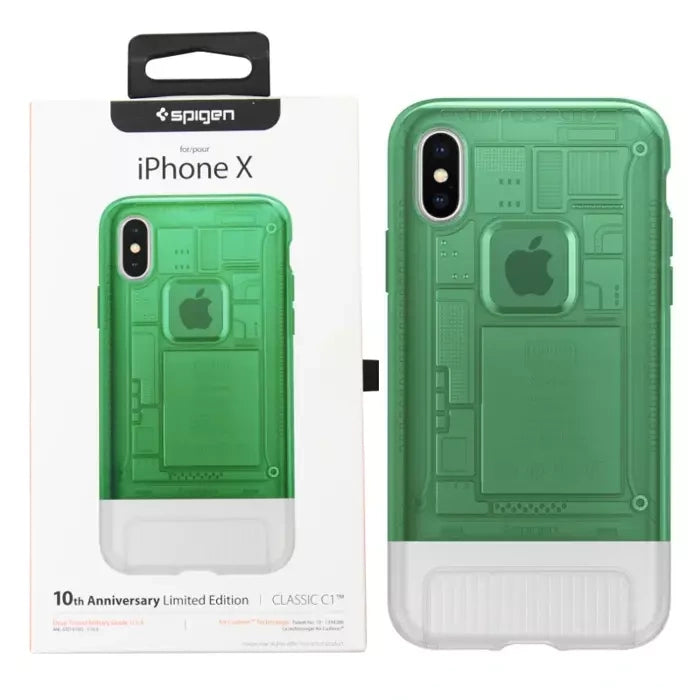 جراب Spigen Classic C1 لجهاز Apple iPhone X/ XS - أخضر (Sage)