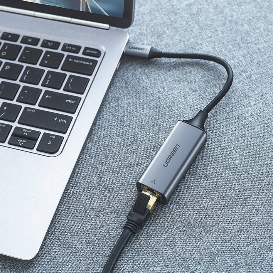 Ugreen External Network Adapter Usb Type C (1000 Mbps / 1 Gbps) Gigabit Ethernet Gray