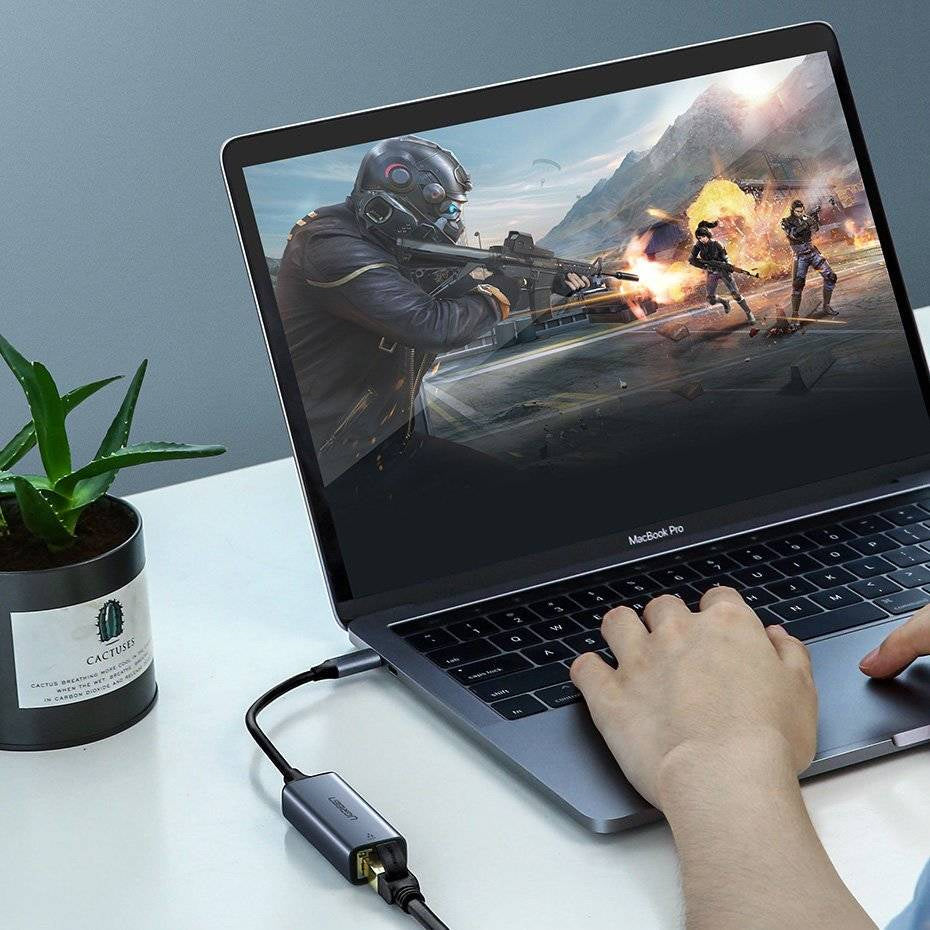Ugreen External Network Adapter Usb Type C (1000 Mbps / 1 Gbps) Gigabit Ethernet Gray