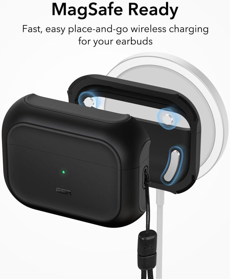 ESR Orbit Hybrid Halo Lock Apple AirPods Pro 1/2 Case MagSafe Black