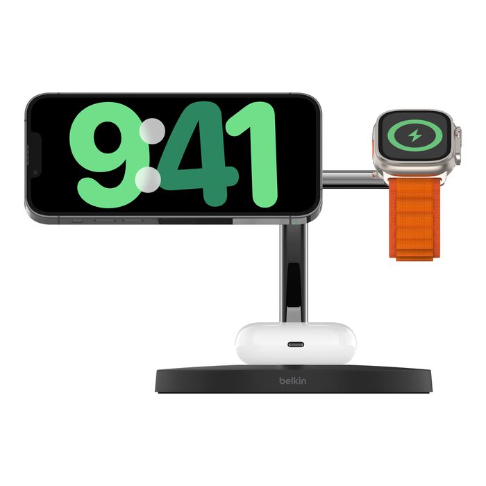 Belkin BoostCharge Pro 3-in-1 Wireless Charger with Qi2 for iPhone 16, 15, 14, 13 and 12 Black