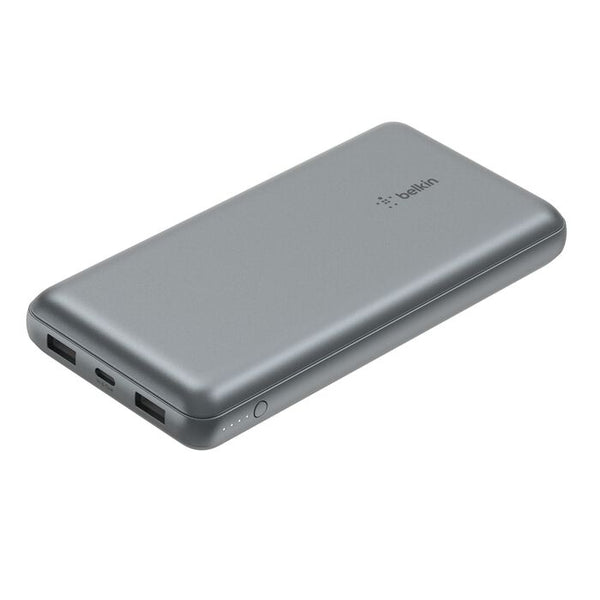 شاحن محمول من Belkin، بنك طاقة USB C بسعة 20000 مللي أمبير/ساعة مع منفذي USB-A، 15 وات مع كابل A إلى C، رمادي 