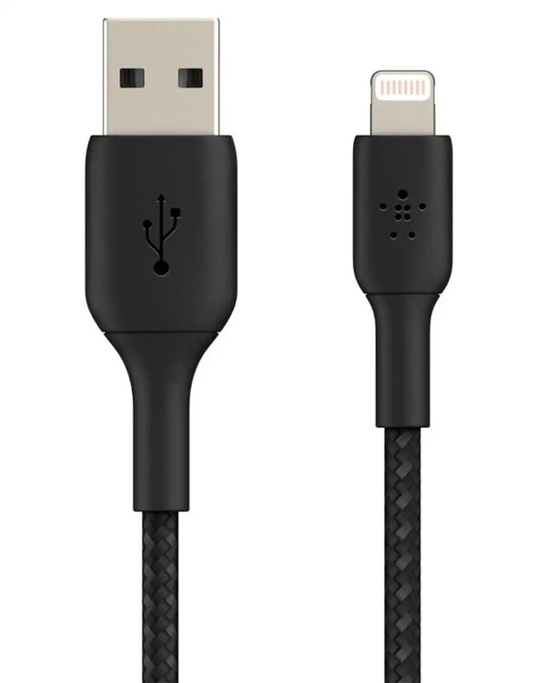 كابل Lightning مضفر USB-A من Belkin بطول 3 أمتار باللون الأسود