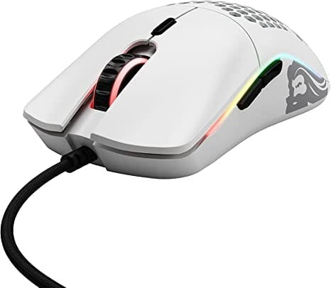 Glorious Gaming Mouse - Model O Minus 58 g Superlight Honeycomb Mouse, RGB Mouse - Matte White Mouse, USB Gaming Mouse