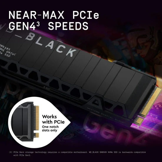 WD_BLACK 2TB SN850X NVMe Internal Gaming SSD Solid State Drive with Heatsink - Works with Playstation 5, Gen4 PCIe, M.2 2280, Up to 7,300 MB/s
