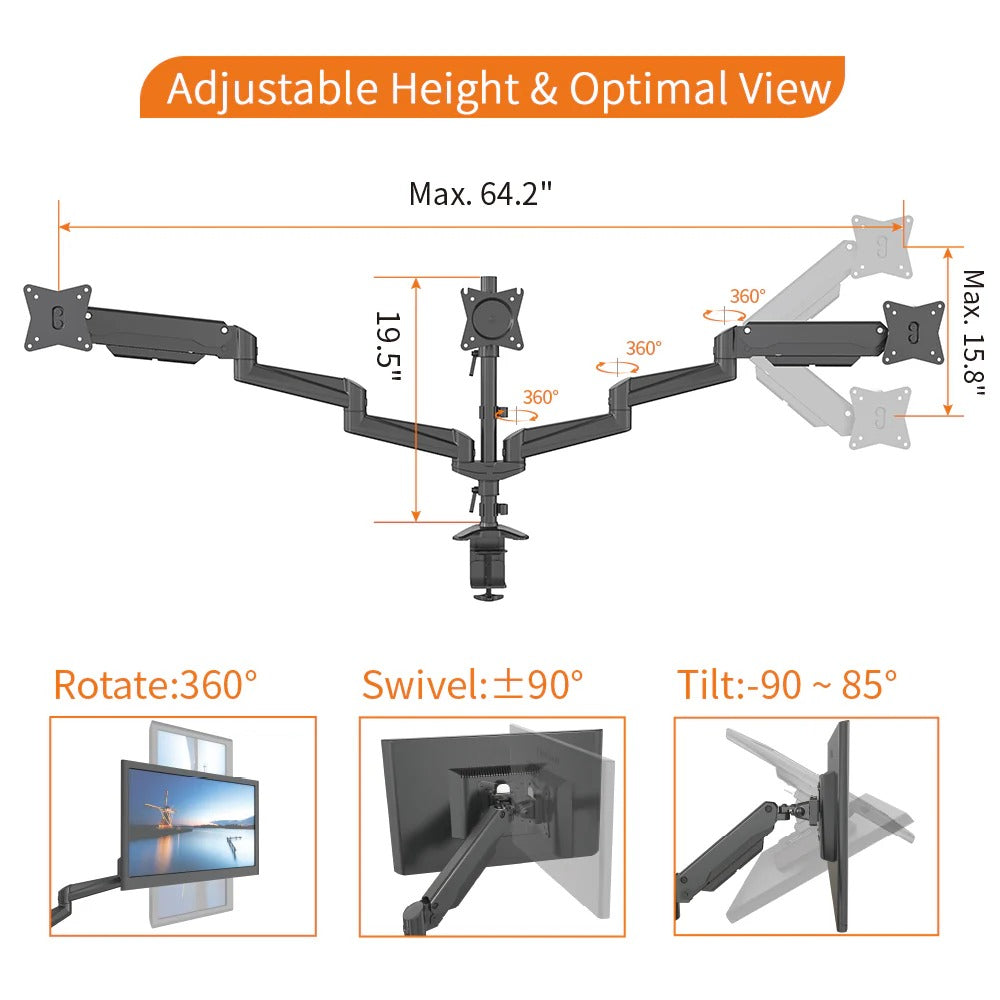 Devo Gaming Monitor Arm - 3 Arms
