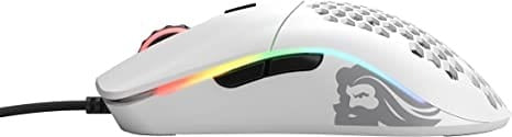 Glorious Gaming Mouse - Model O Minus 58 g Superlight Honeycomb Mouse, RGB Mouse - Matte White Mouse, USB Gaming Mouse