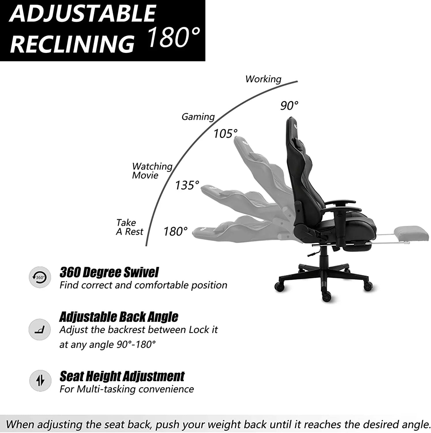 GAMER Massage Gaming Chair Racing Office Computer Game-Black