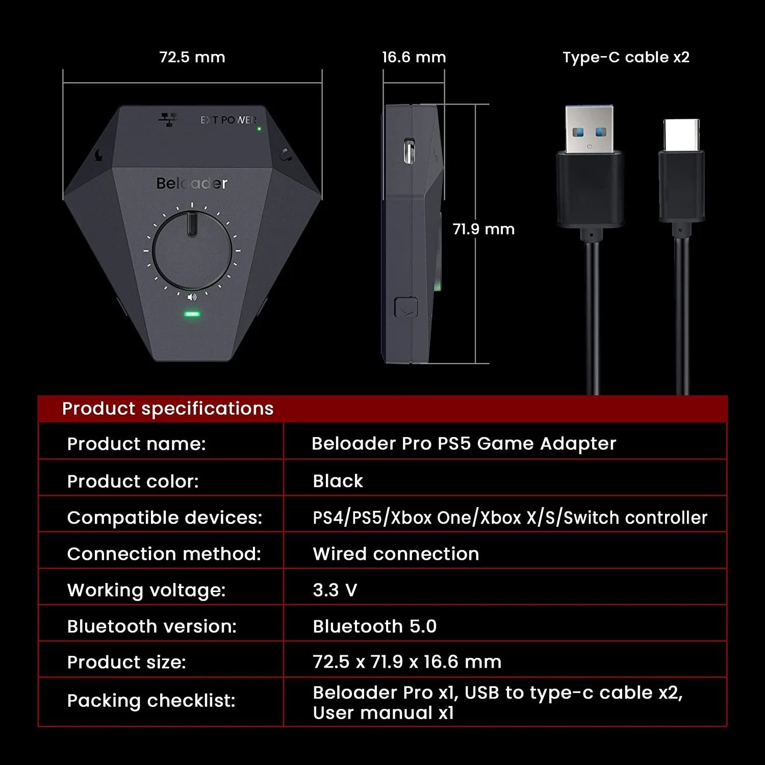 Beloader Pro for PS5 All Games Keyboard and Mouse Adapter