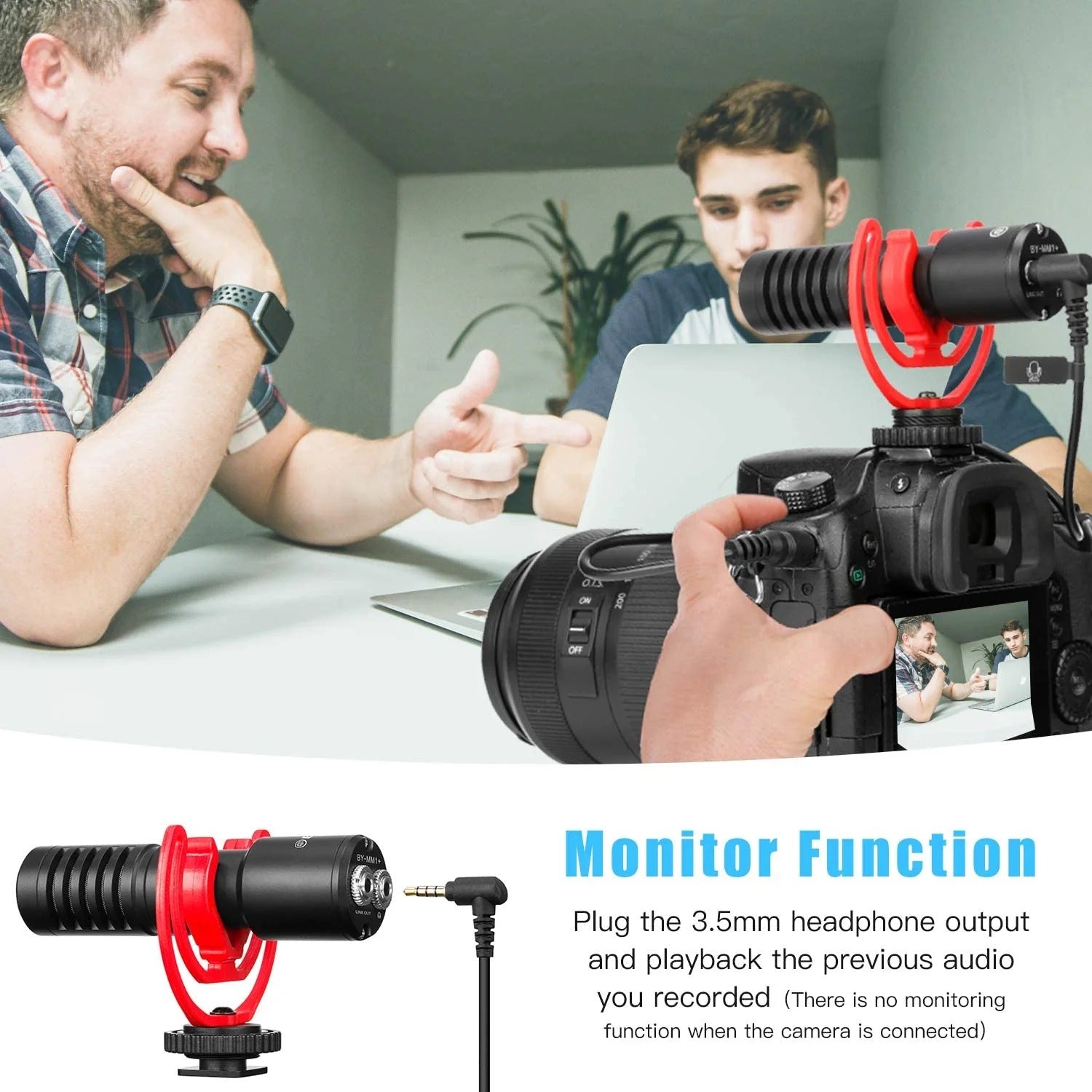Boya New Camera Super-Cardioid Video Shotgun Condenser Microphone By-Mm1+ With Headphone Monitoring