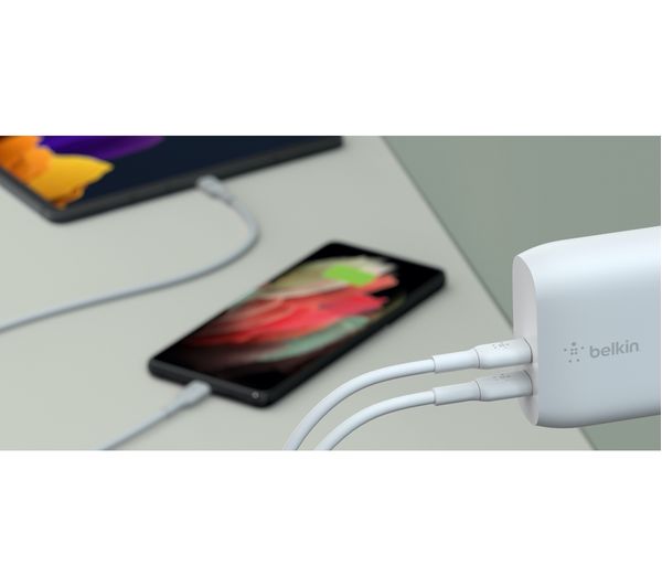 BELKIN WCB006myWH 40 W Dual USB Type-C Wall Charger