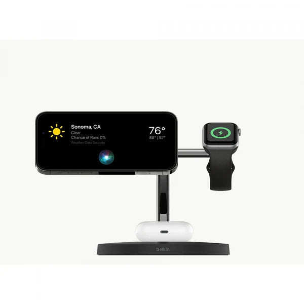 Belkin BoostCharge PRO MagSafe 3-in-1 Wireless Charger with 3-Pin UK Power Supply Unit