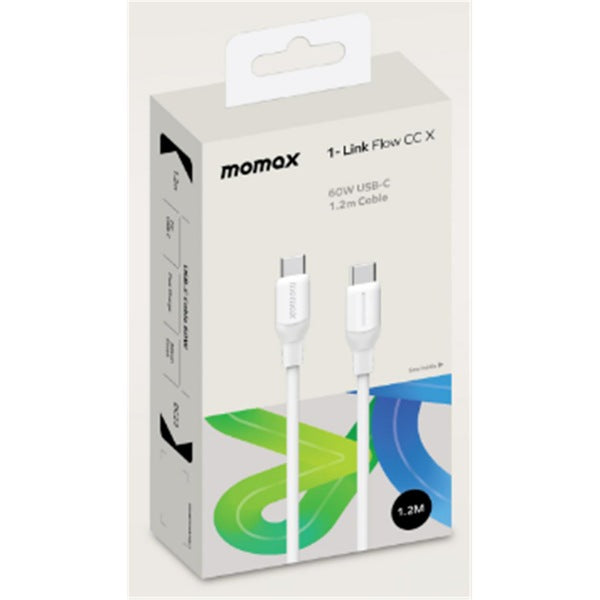 Momax 1-Link Flow CC X USB-C to USB-C Cable 1.2m 60W - White