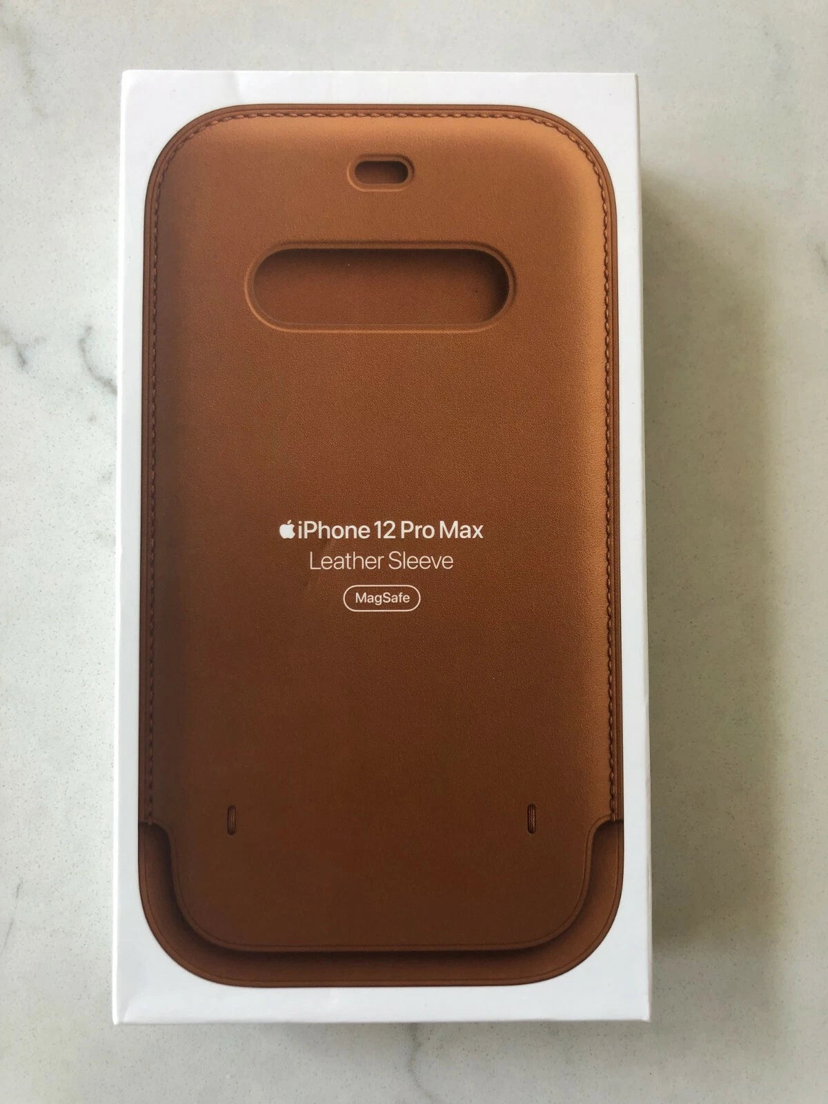 Genuine Apple iPhone 12 Pro Max Leather Sleeve with Magsafe - Saddle Brown