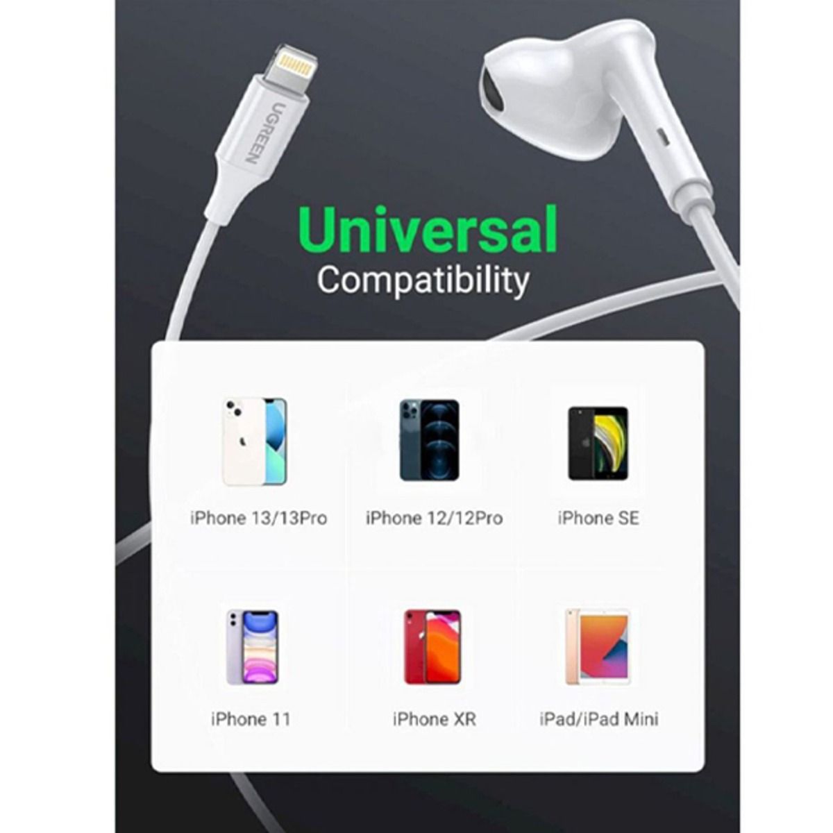 UGREEN Wired Earphones with Type-C Connector White
