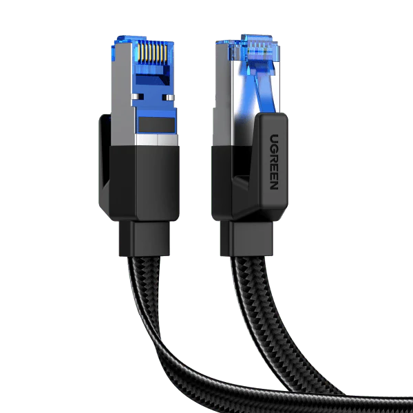 UGREEN Cat 8 Flat High Speed 40Gbps 2000Mhz Internet Cable Braided Network Cord Shielded Indoor LAN Cables 3M Black