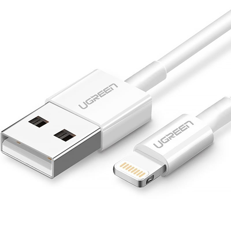 UGREEN USB Cable  USB type-A, Lightning, 200 cm, 2.4 A, MFI White
