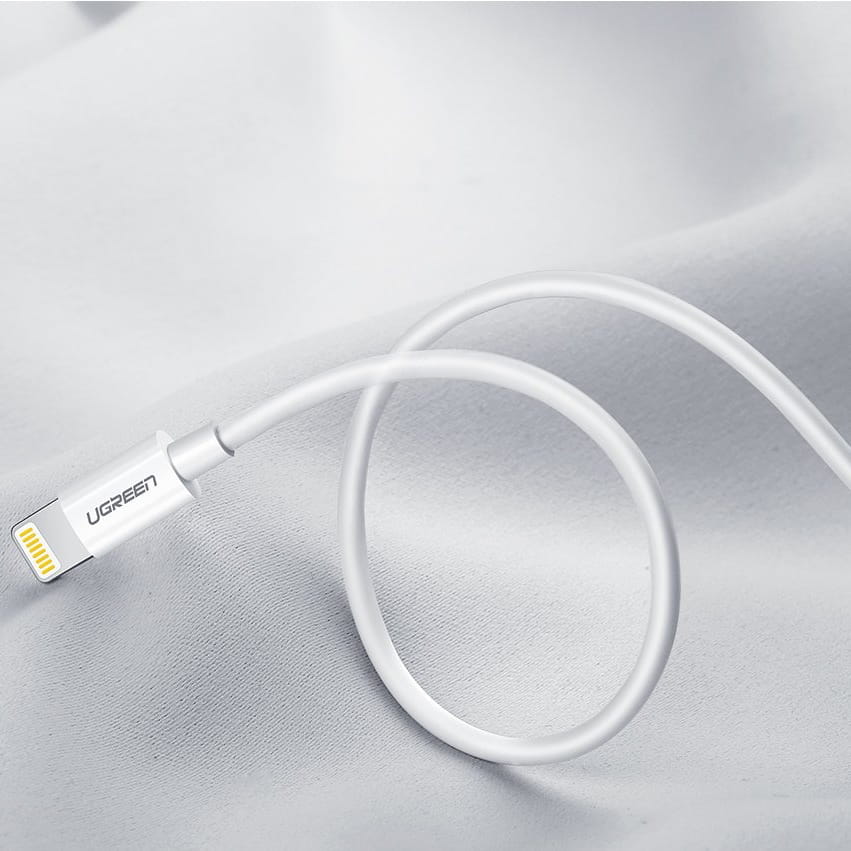 UGREEN USB Cable  USB type-A, Lightning, 200 cm, 2.4 A, MFI White