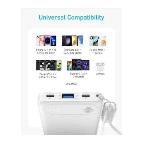 ANKER A1257H21 10K MAH POWER BANK PD 22.5 PD WHITE