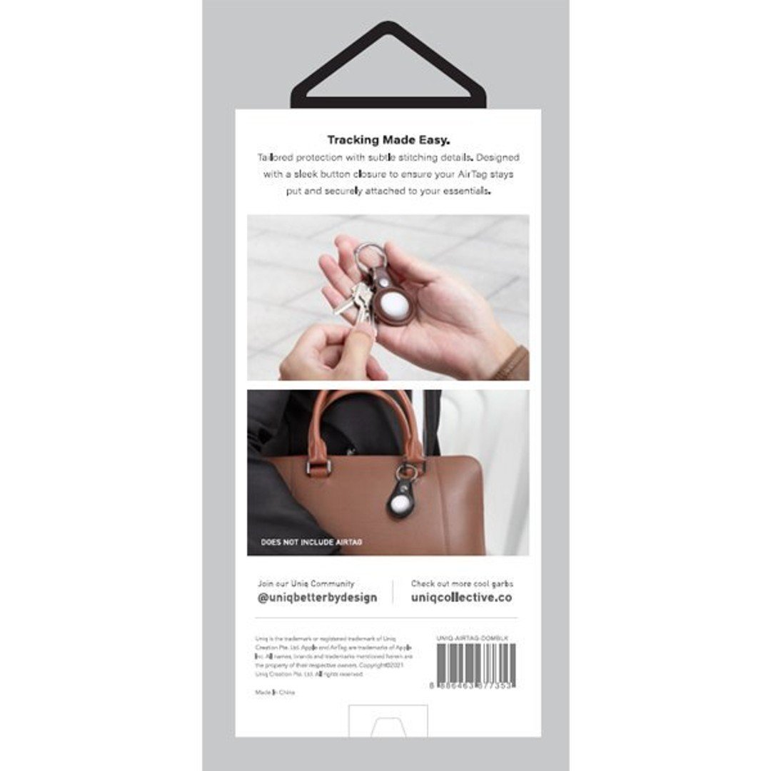 Uniq Domus Leatherette AirTag Case (Black)