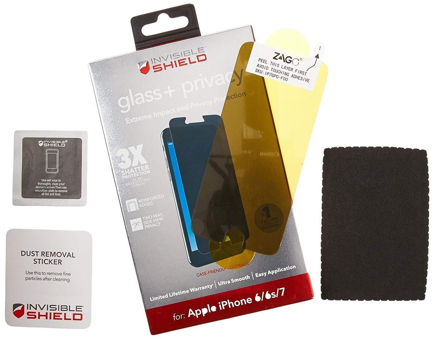 Zagg Invisible Shield Glass Privacy Screen Protector For Iphone 8 7 6s 6